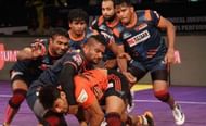 Vishal Mane executing a dash on Rishank Devadiga.